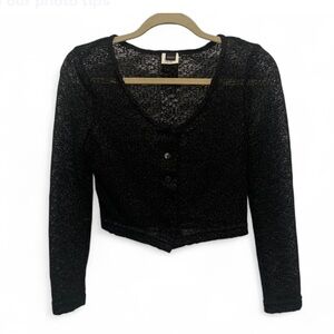 Vintage Pssst Black Cropped Cardigan Sweater